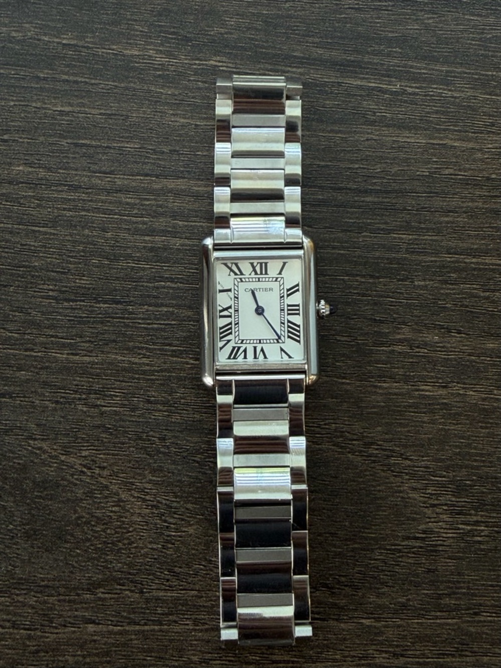 Cartier Silver Rectangular Tank Bracelet Watch